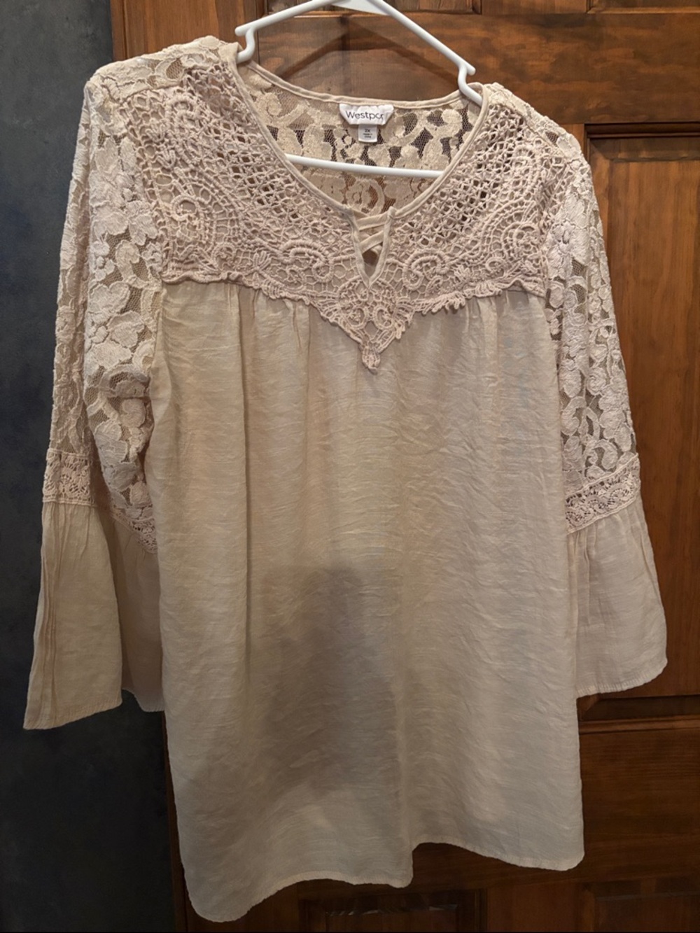 Westport Cream Crochet Lace Yoke Blouse
